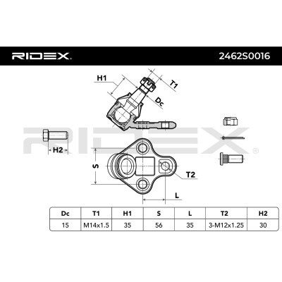 RIDEX rotule de suspension 2462S0016 - haute qualité et prix honnête